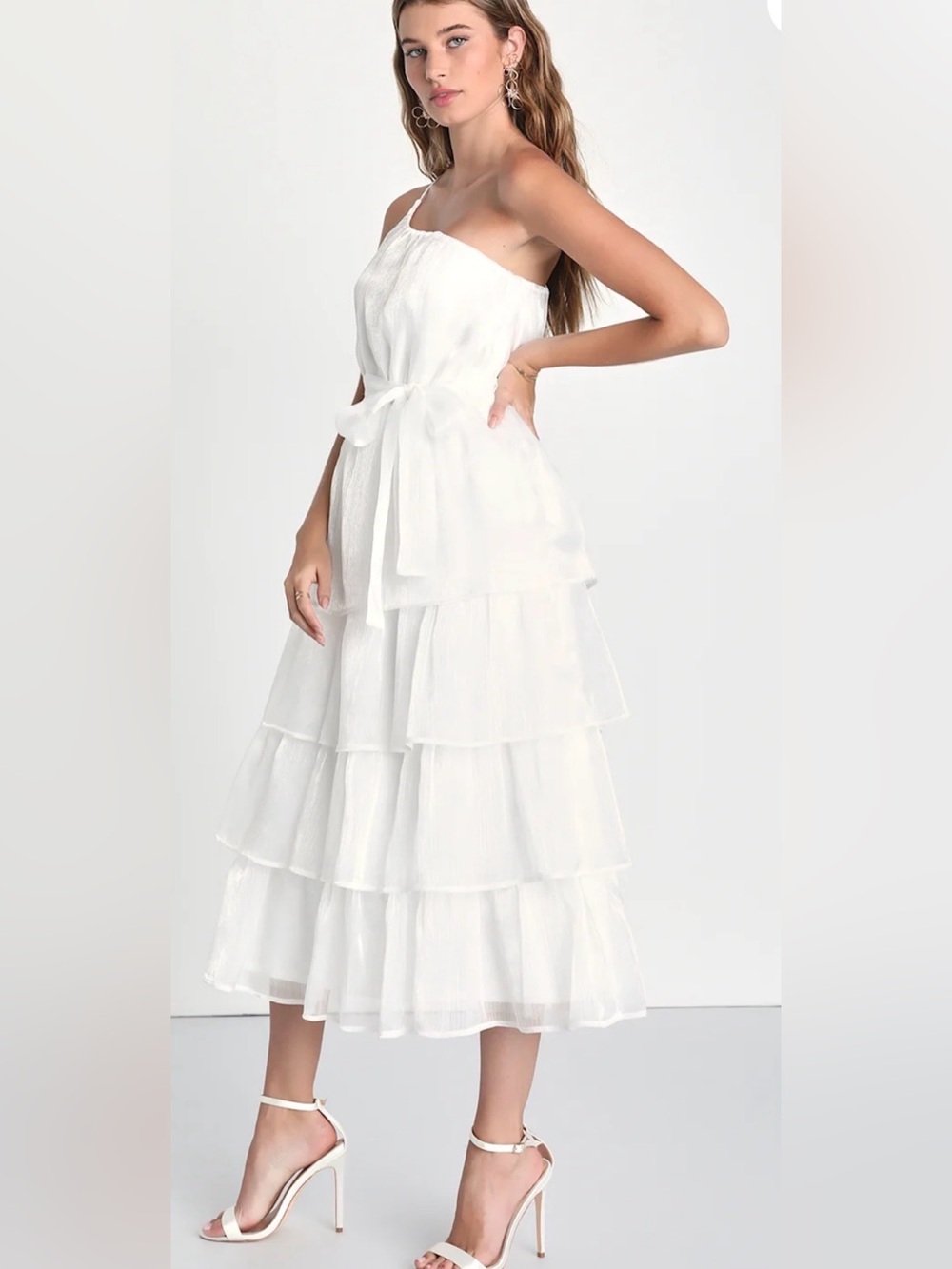 Lulu's White Tiered Ruffle Maxi Dress - Picture 2 of 12